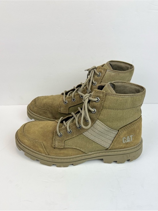 Caterpillar Tan Work Shoe Interior with Yellow Label Men’s Boots Size 10M